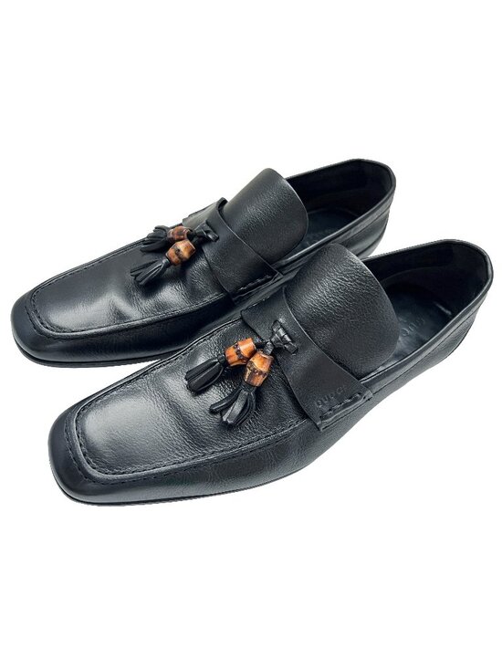 $1090 Gucci Mens Bamboo Tassel Dress Shoes Black Loafers US 10.5 / UK 10 / EU 44 main image 11